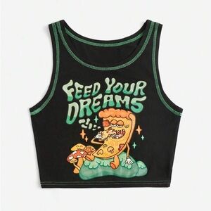 ROMWE Black Tank Top; Feed Your Dreams